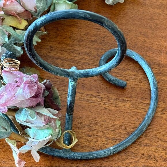 Floral Wall Candle or Vase Holder with Blue and Purple Floral Garland Accents - Picture 5 of 11